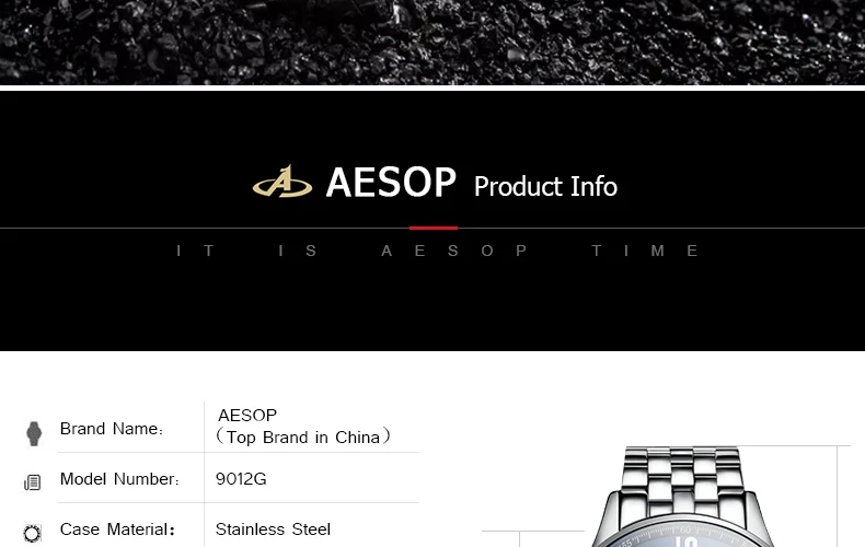AESOP Топ автоматические механические часы для мужчин Роскошные мужские наручные часы из нержавеющей стали мужские часы Relogio Masculino