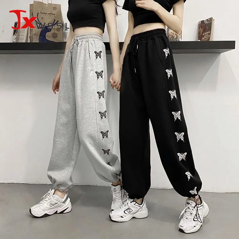 

Cargo Pants Women Fashion butterfly print Harem Pants Loose Casual Joggers Elastic Drawstring All-match Trousers Female