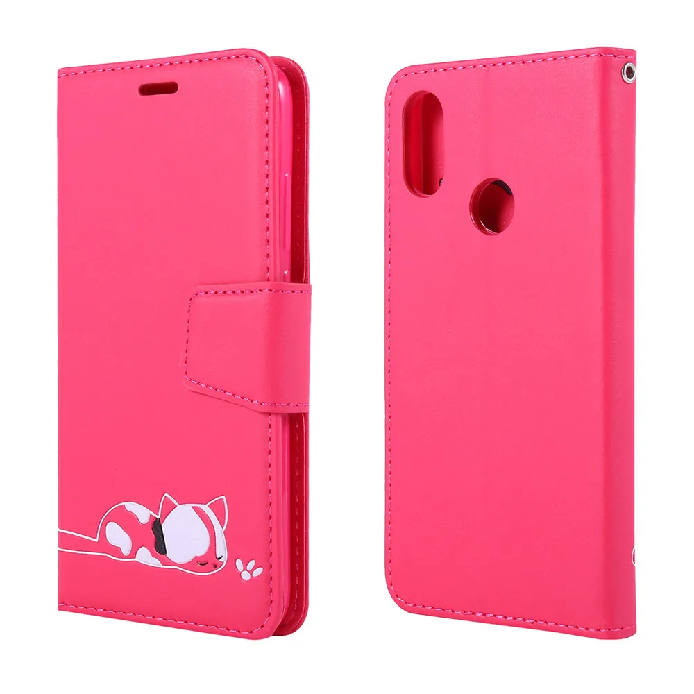 Роскошная Кожаная Обложка для книги чехол для Xiaomi mi A2 Lite Red mi Note 7 6 Pro Sleepy Cat флип-чехол с слотами для карт Landyard