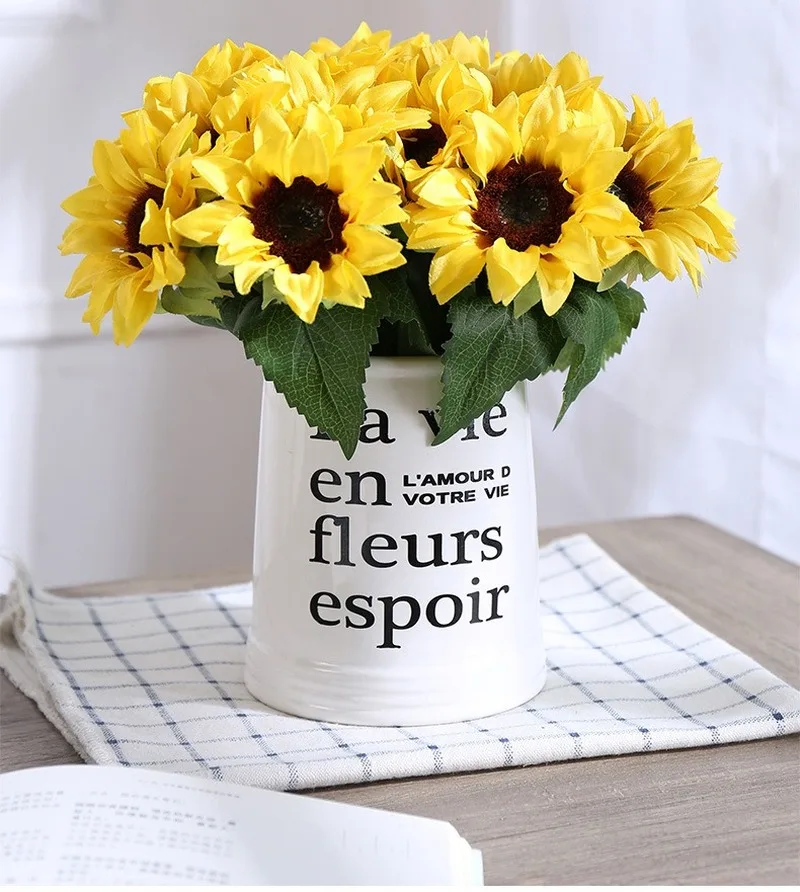 6 ручек букет Подсолнух Моделирование Цветок украшения для домашнего интерьера