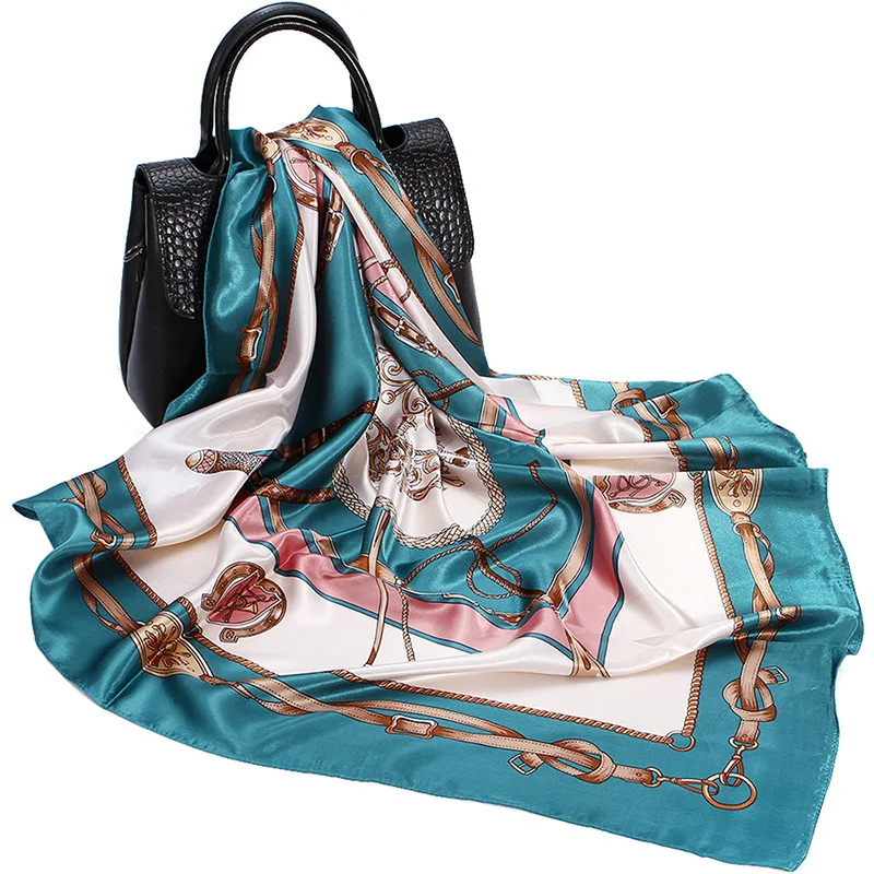 

2021New Square Silk Scarf Women Fashion Print Small Neck Scarfs Office Lady Hair Band Foulard Hand Kerchief Female Bandana Shawl