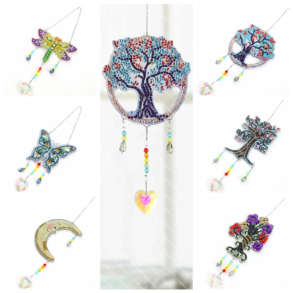 

Алмазная картина 5D «сделай сам», акриловая мозаика с подвеской в виде колокольчика ветра, ловцов солнца, комплект стразы, Висячие настенные ...