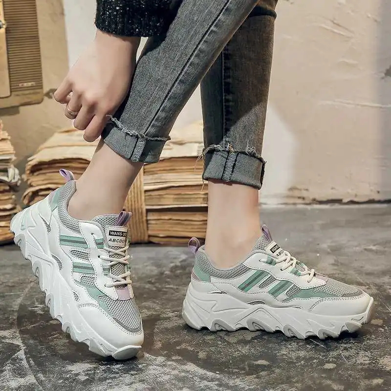 

Spring New Hot Style Women Shoes Lace Up Casual Sneakers Outdoor Fashion Comfortable Dad Shoes Women Breathable Mesh Sneakers