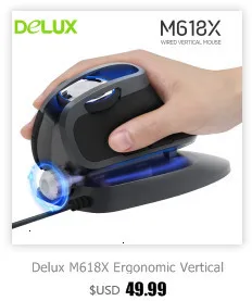 Delux M618 эргономичная Вертикальная Мышь USB Проводная оптическая Регулируемый 600/1000/1600 Точек на дюйм мышь, 6 кнопок, правая рука компьютер игровая мышь
