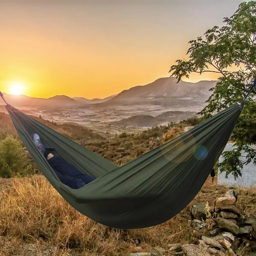 

Nylon Double Person Hammock Adult Camping Outdoor Backpacking Travel Survival Hunting Sleeping Bed Sleeping Swing