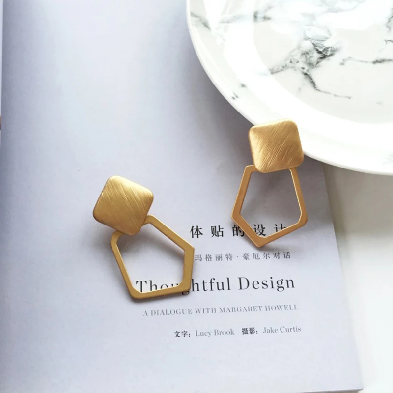 Увеличенные большие матовые золотые серебряные клипса геометрической формы На