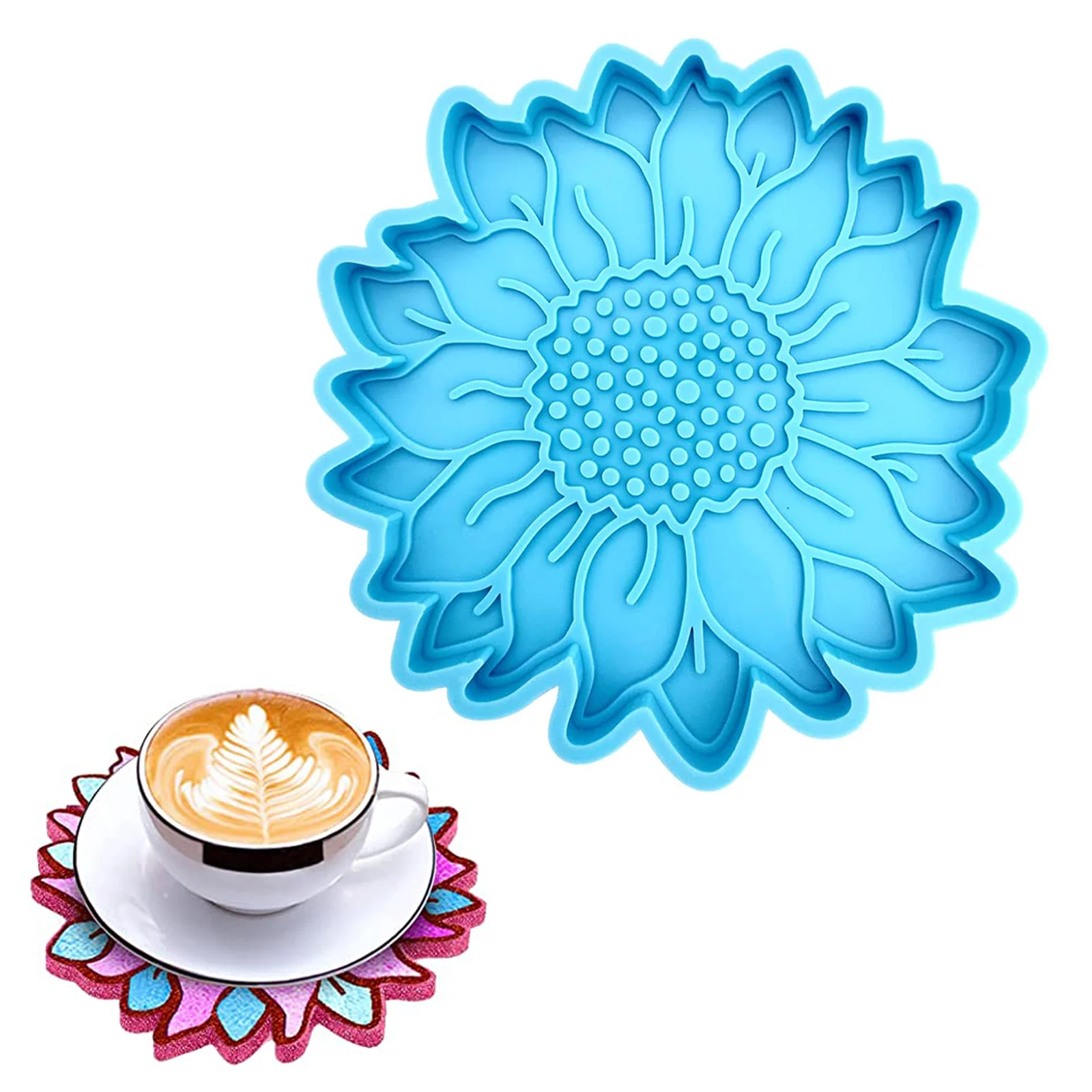 

1 Pcs Sunflower Coasters Silicone Molds Epoxy Resin Mould Flowers Tray Cup Mat Mold For DIY Crafts Table Decoration Supplies