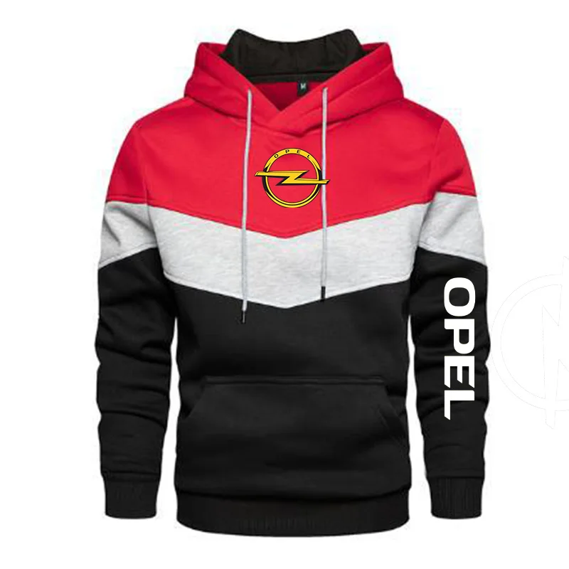 

2021 New Men's Opel Logo Spring and Autumn Round Neck Casual Pullover Long Sleeve Patchwork Hoodie 5 Colors S-5XL