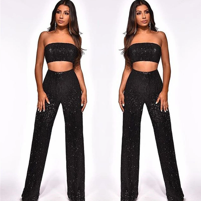 NATTEMAID/комплект из двух предметов на молнии со светоотражающими блестками, топ и штаны, повседневный сексуальный женский комплект 2 шт. с открытыми плечами, летний комплект из двух предметов