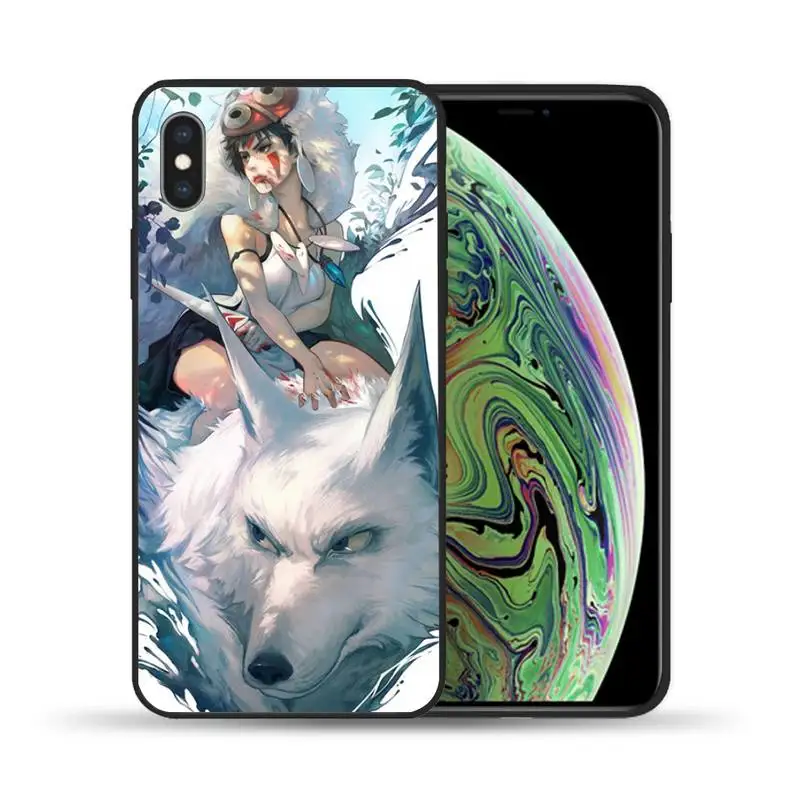 

Princess Mononoke Phone Case For iphone 7 8 plus x xr xs 11 12 mini pro max Black Soft nax fundas cover
