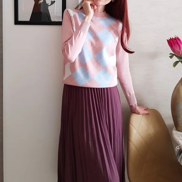 Свитер женский трикотажный GIGOGOU с круглым вырезом и длинным рукавом Осень-зима