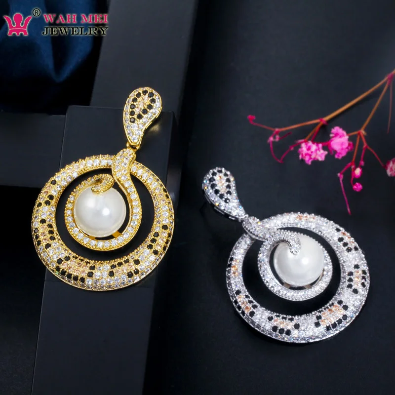 

Свадебные украшения, роскошные серьги с жемчугом и фианитами, круглые серьги для женщин, свадебные украшения для вечеринок, аксессуары, зме...