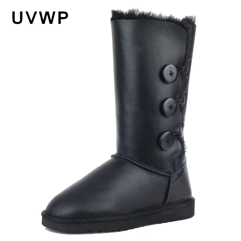 Женские Водонепроницаемые сапоги из натуральной овечьей кожи на меху | Обувь