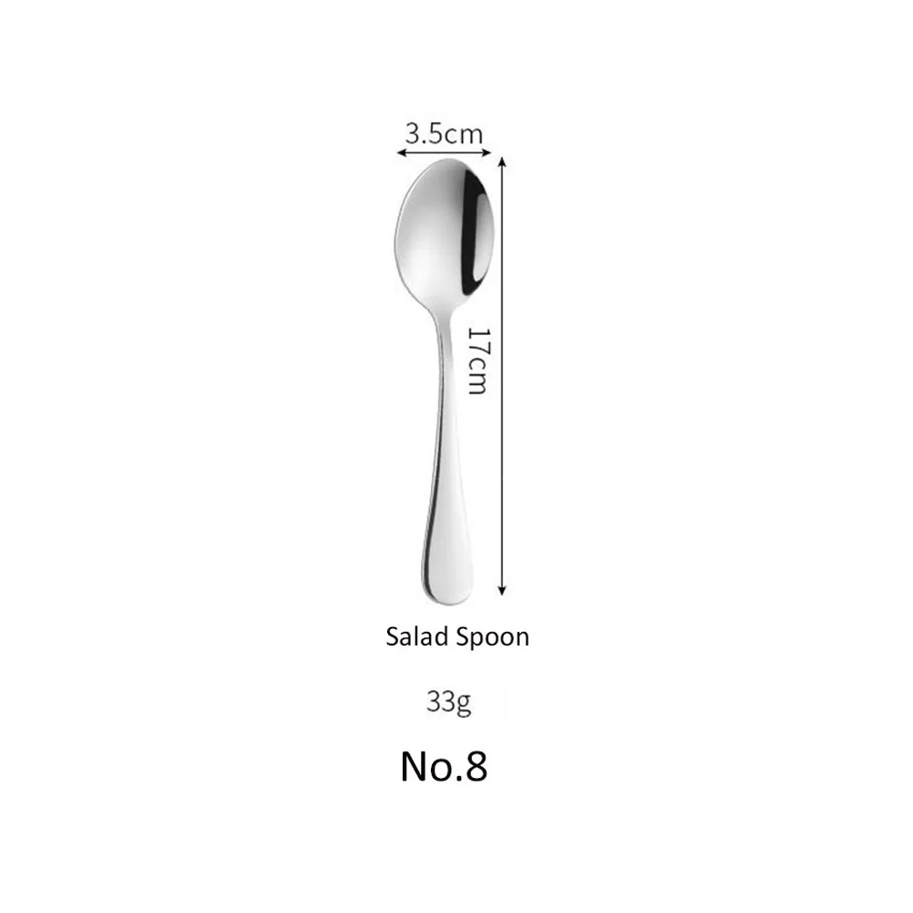 No.8 Salad Spoon Столовые приборы набор столовых приборов класса люкс из нержавеющей стали столовая вилка и нож столовая ложка столовая посуда набор услуг западные столовые инструменты 1 шт - Цвет: No.8 Salad Spoon