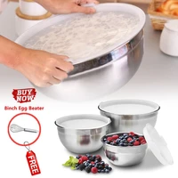 18 30cm stainless steel salad bowls with lid anti scald food egg mixer mixing bowl lunch boxes kitchen accessories cooking bowl