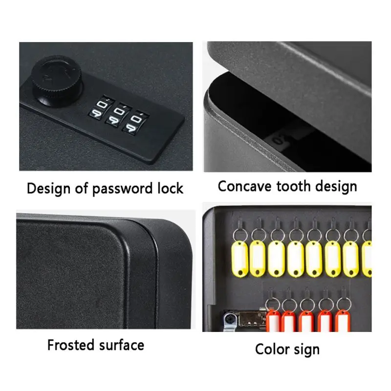 

Wall Mounted Combination Lock Key Safe Box Organizer Lockable Password Key Container Case for Office Car Home Use