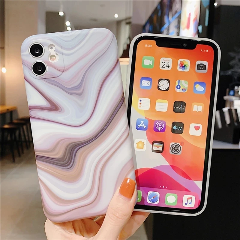 Цветной мраморный матовый чехол с трещинами для телефона iPhone 12 Mini 11 Pro SE 2020 X XR Xs Max