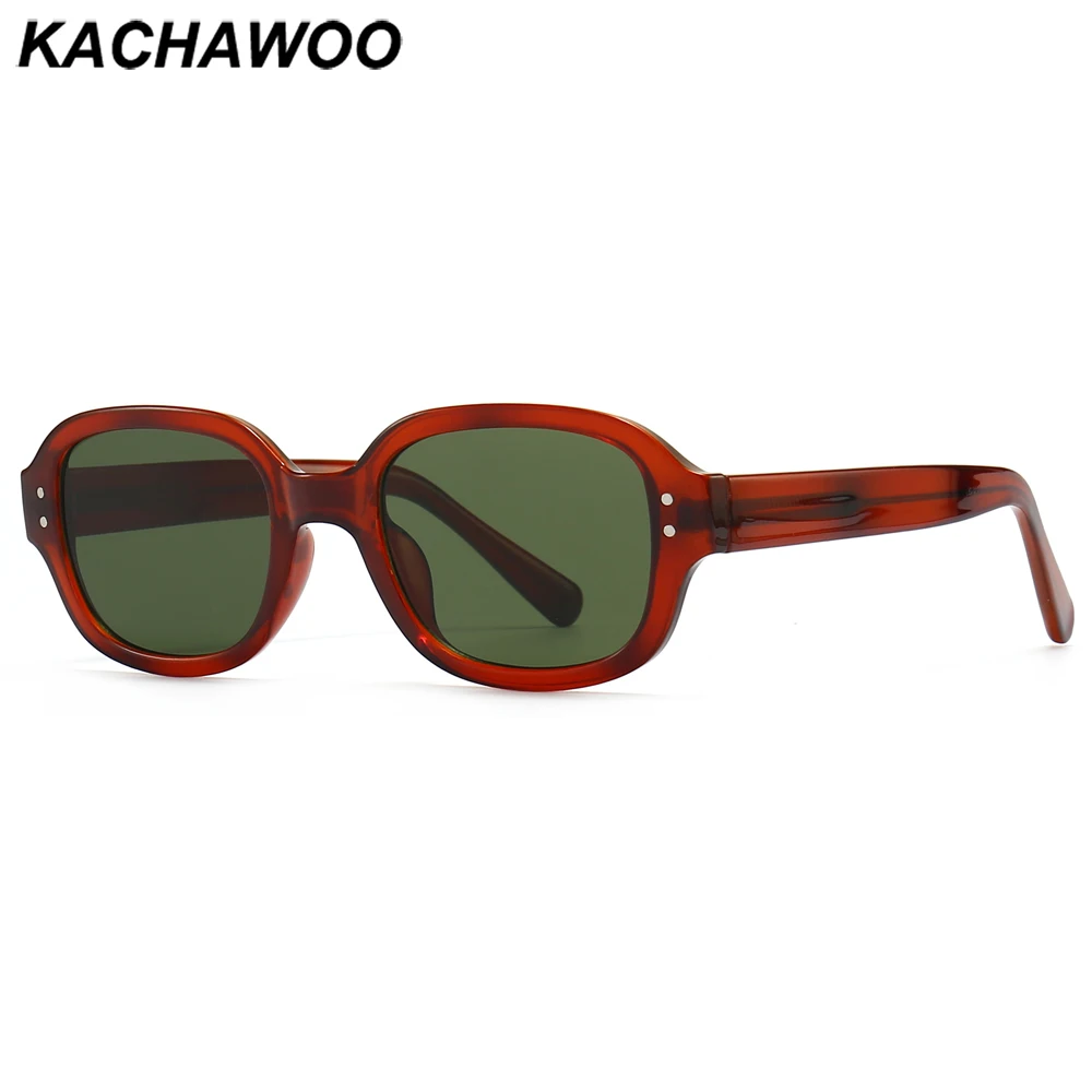 

Женские и мужские ретро-очки Kachawoo, квадратные солнцезащитные очки uv400 в европейском стиле, ацетатные очки зеленого и коричневого цвета, Прям...