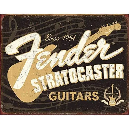 

12" x 8"Incheses Metal Tin Signs Music Since 1954 Strato Caster Guitars Bar Iron Painting Retro Plaque Club Label Rock Logo Band