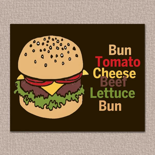 

Burger - Vintage Enamel Tin Sign Metal Sign Metal Poster Metal Decor Metal Painting Wall Sticker Wall Sign Wall Decor