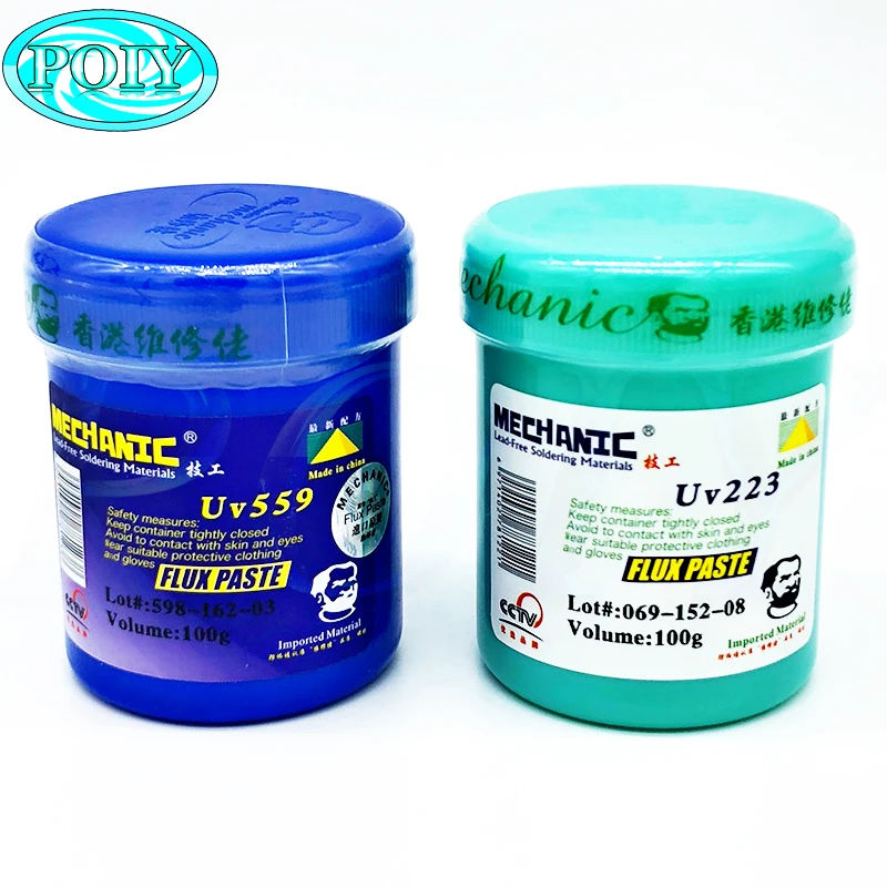 223-UV 559-ASM MECHANIC 2 в 1 флюс RMA-223-UV 100 г этилированная паяльная паста+ NC-559-ASM 100 г без этилированного флюса - Цвет: 223-UV 559-ASM