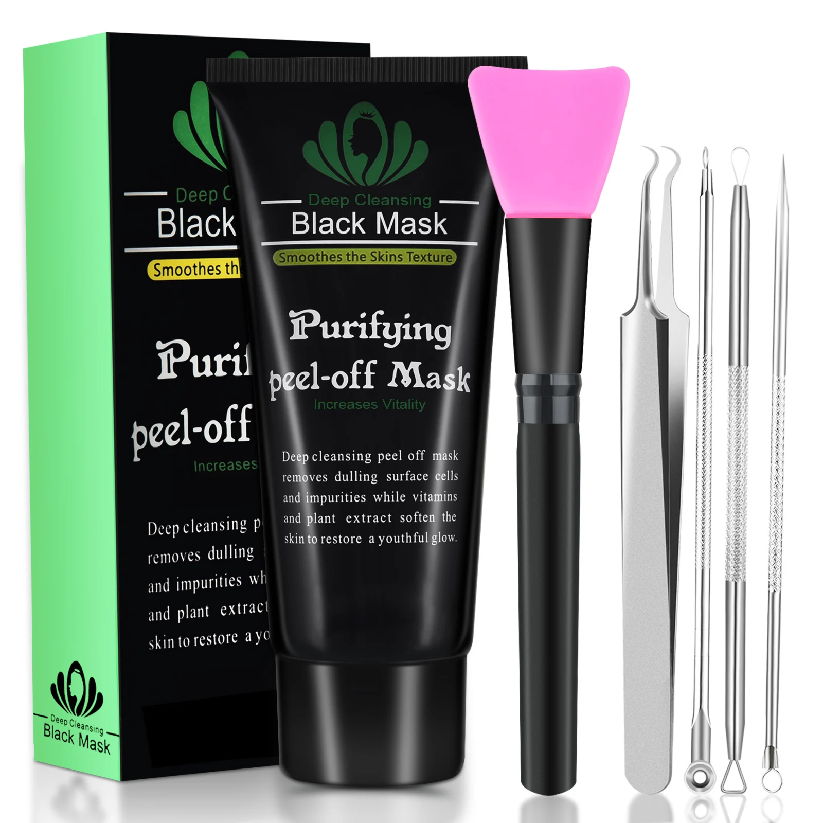 

Black Mask Bamboo Charcoal Blackhead Removal Acne Treatment Face Mask Deep Cleansing Pore Purifying Peel-off Masks for Face Nose