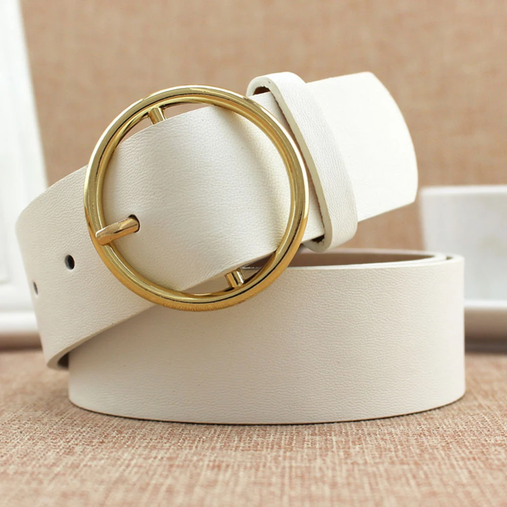Женский Классический широкий ремень с круглой пряжкой повседневные кожаные