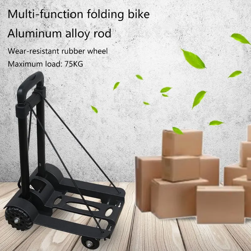 

Metal Car Folding Luggage Cart Portable Travel Trailer Household Luggage