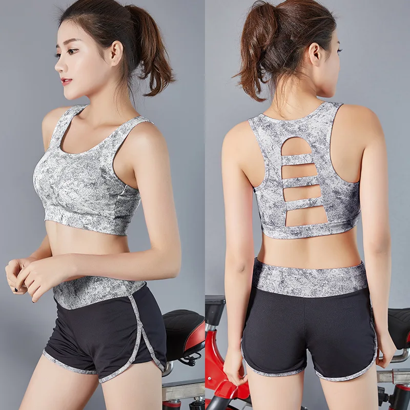 Комплект из 2 предметов Женский комплект для йоги с принтом бюстгальтер вырезом