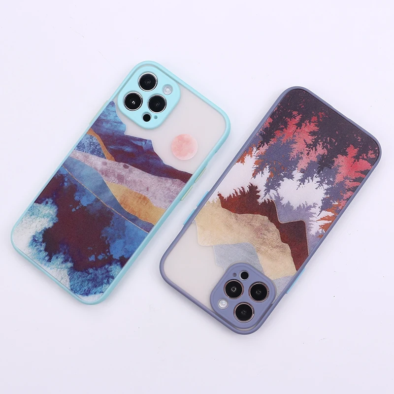 

Fashion Landscape Painting Protective Phone Case Cover For iPhone 11 12 Pro Max Mini X XR XS 7 8 Plus Shockproof Back Cover