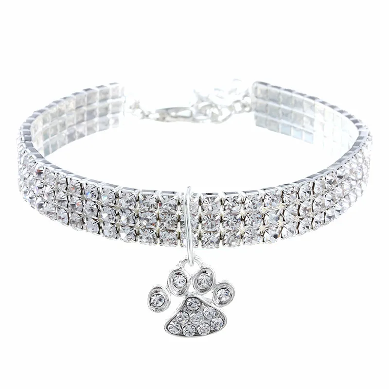 

Diamond Inlaid Pet Cat Collar Pets Shiny Crystal Elastic cats Collars Footprints Accessories For Kitten Dog Collar Cat Necklace