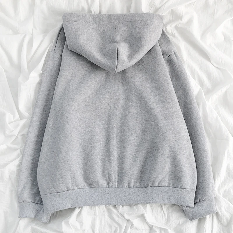 

2021 Women Zip-Up Sweatshirt Solid Long Sleeve Oversize Hooddies Loose Multicolor Girl Jacket Fleece Spring Tracksuit Pink Tops