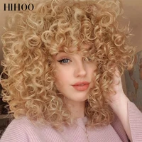 short hair afro kinky curly wigs with bangs for black women synthetic wig omber glueless cosplay lolita wig high temperature