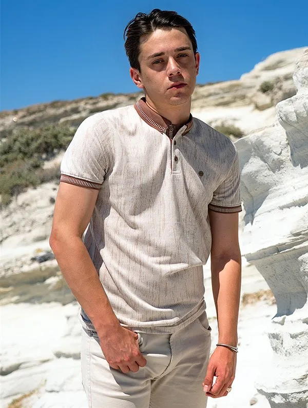 

Mens Polo Neck T-shirt Beige