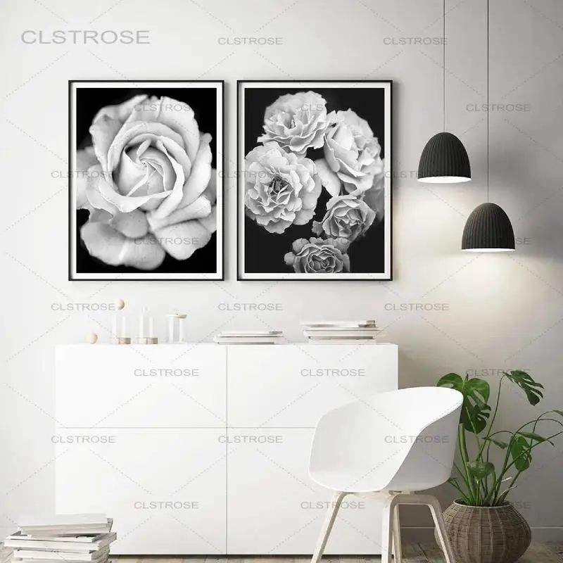 Розы черные и белые цветы холст картины принты розы фотография печать постеры