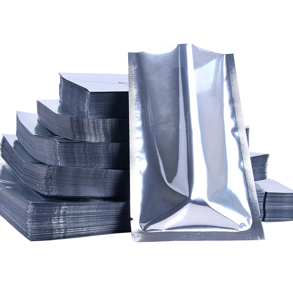 

1000Pcs/Lot Heat Vacuum Seal Tear Notch Disposable Open Top Packaging Pouches Silver Mylar Foil Bag for Candy Food Gift Snack
