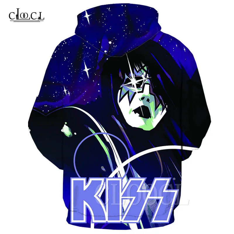 Толстовка с капюшоном для мужчин и женщин свитшот 3D принтом группы KISS модная