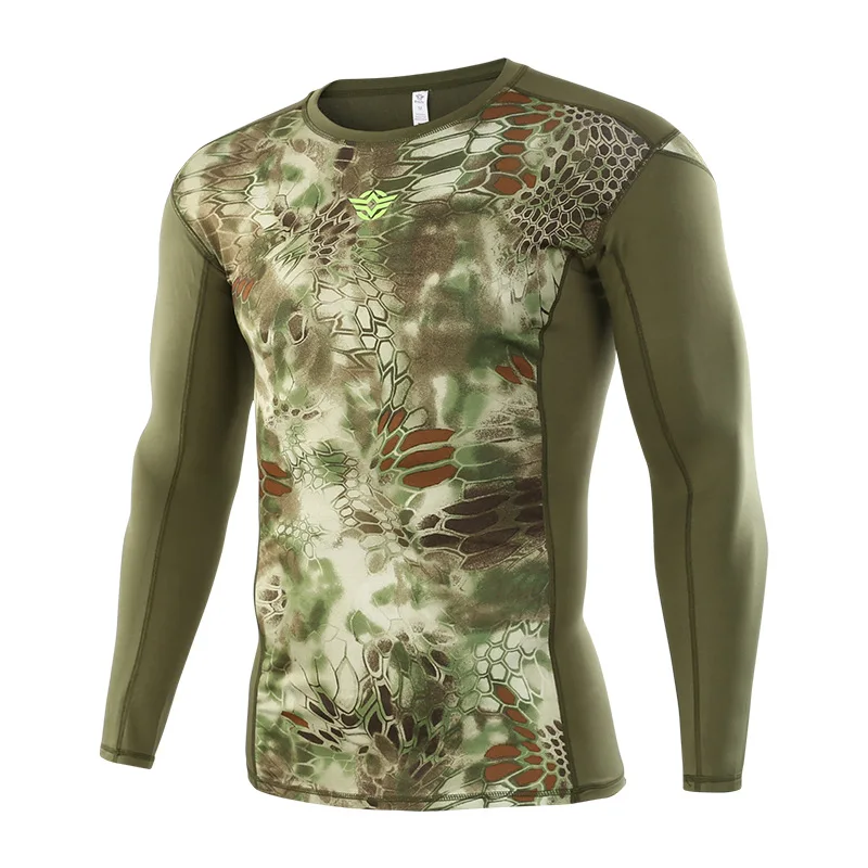 High-quality Tactical Long-sleeved Camouflage Python Bomb Quick-drying Breathable Outdoor Sports Cycling Bottoming Shirt