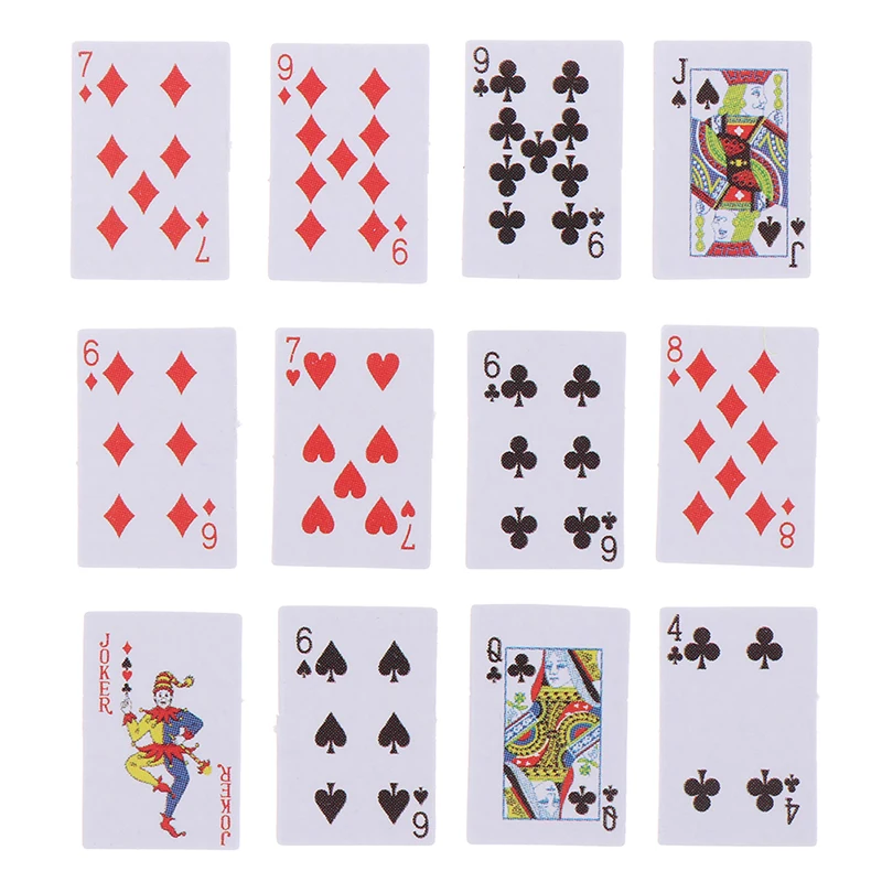 Миниатюрные игральные карты для кукольного домика милые 1:12 покер Аксессуары
