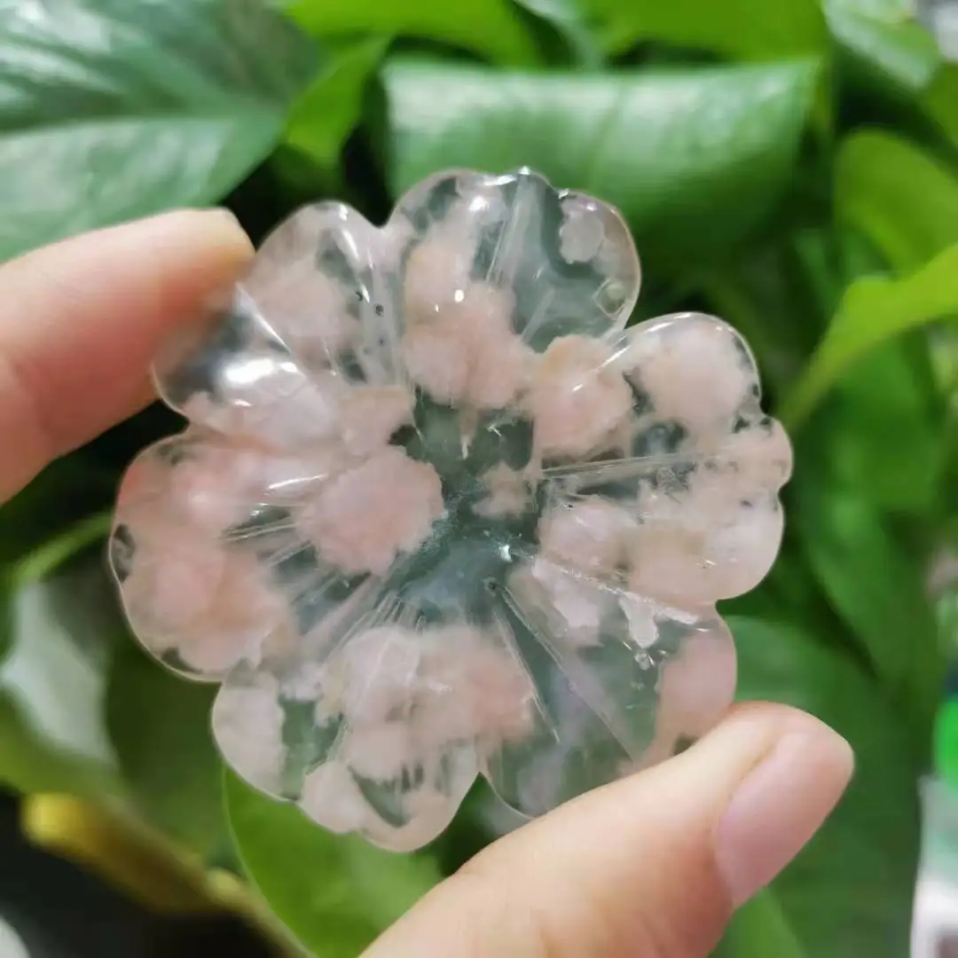 

Natural Flower Agate Carved Flower shape Gemstone Crystals Flower Decoration Figurine