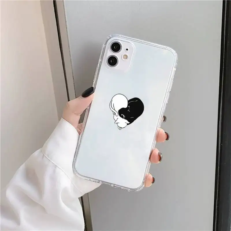 

Cute Cat Painting Phone Case Transparent for iPhone 11 12 mini pro XS MAX 8 7 6 6S Plus X 5S SE 2020 XR