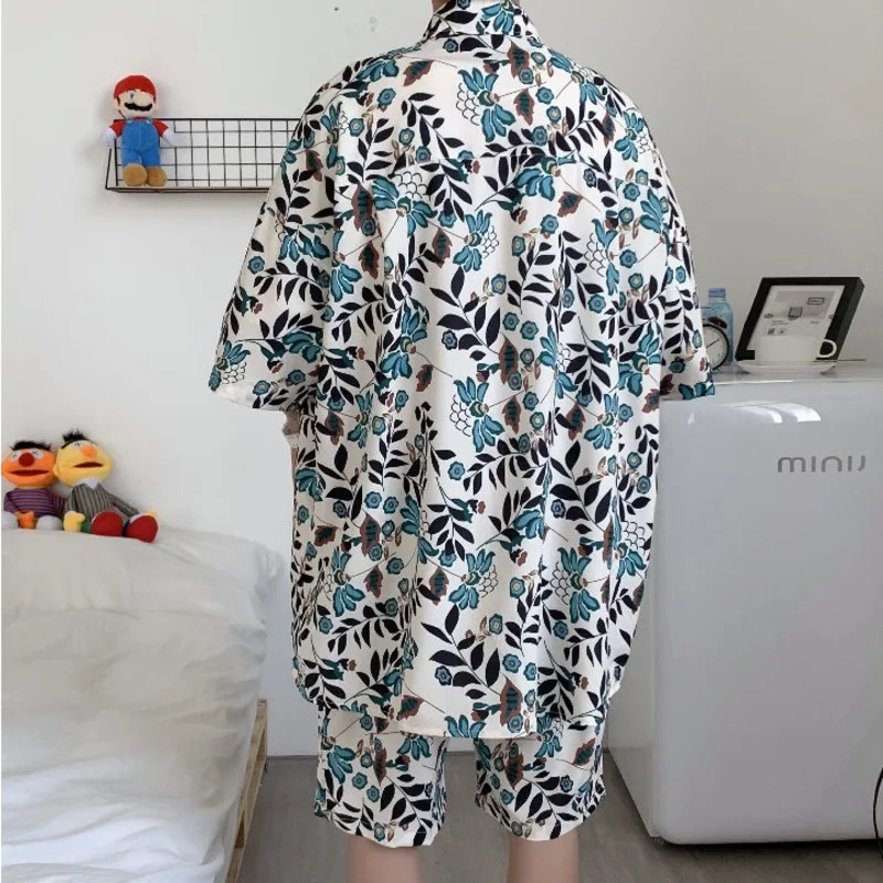 

IEFB Summer Floral Short Sleeve Shirt + Wide Leg Shorts Casual Two Pieces Set For Men 2021 New Beach Pants Clothing 9Y8241
