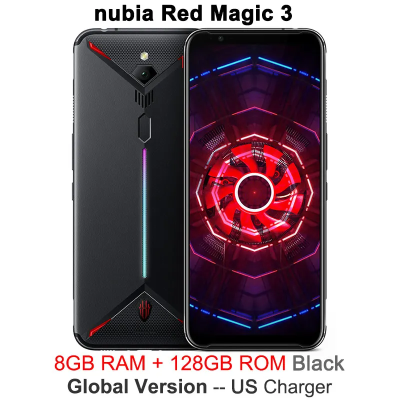 8G 128G Black US Глобальная версия, мобильный телефон zte nubia Red Magic 3, 6,65 дюймов, Восьмиядерный процессор Snapdragon 855, 48 МП, 16 МП, 6 ГБ, 128 ГБ, 5000 мАч, игровой телефон - Цвет: 8G 128G Black US
