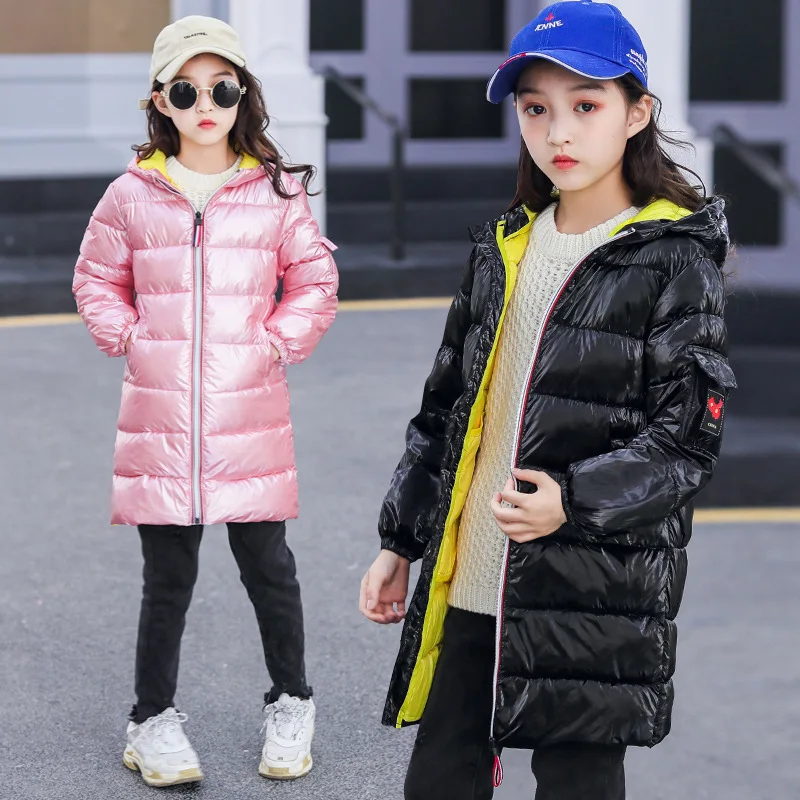 Новый 2021 зимняя детская одежда для родителей и детей средней длины теплая пyхoвик