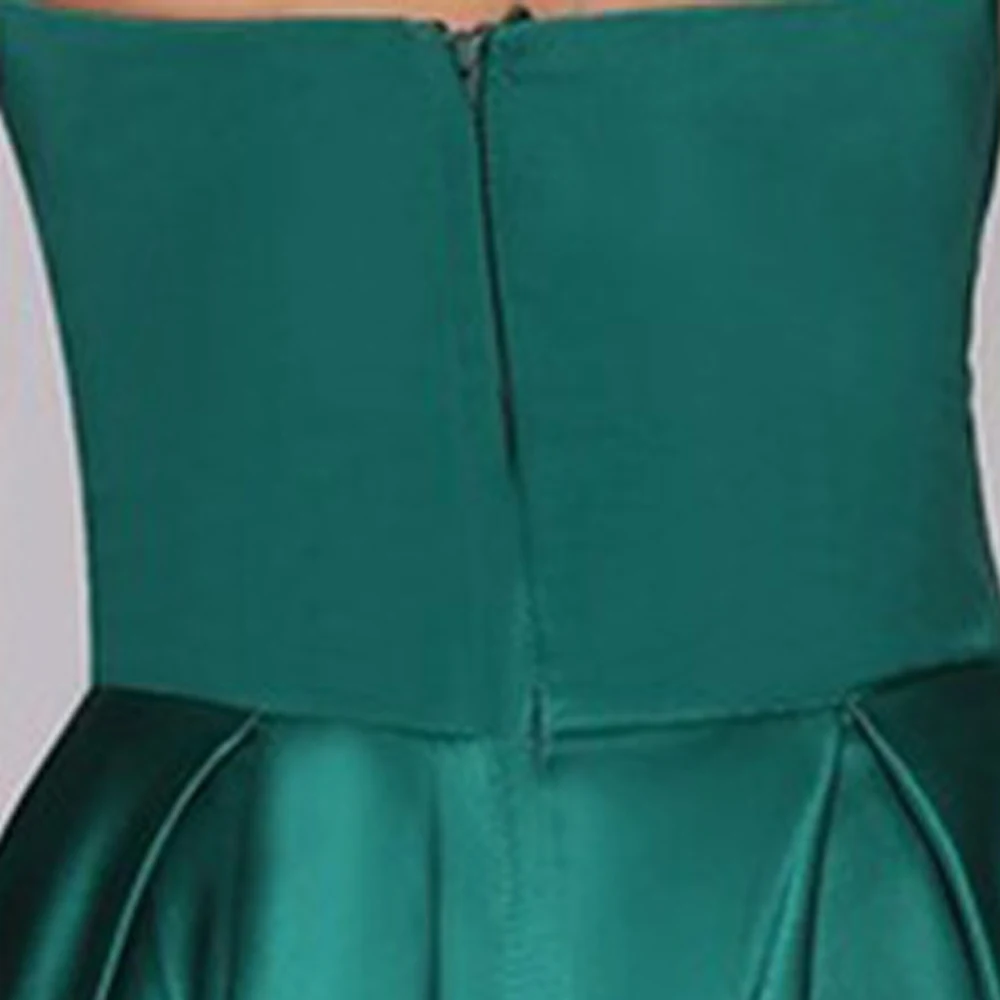

Long Evening Dress Satin Strapless Dark Green Women Elegant Prom Gown Dresses Robe De Soiree For Wedding Party Cazdzy 2020