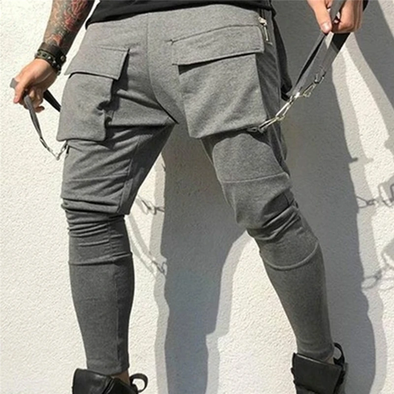 

2021 Men Streetwear Pants Black Harem Pants Light Men Punk Pants Ribbons Casual Slim Jogger Pants Men Hip Hop Trousers