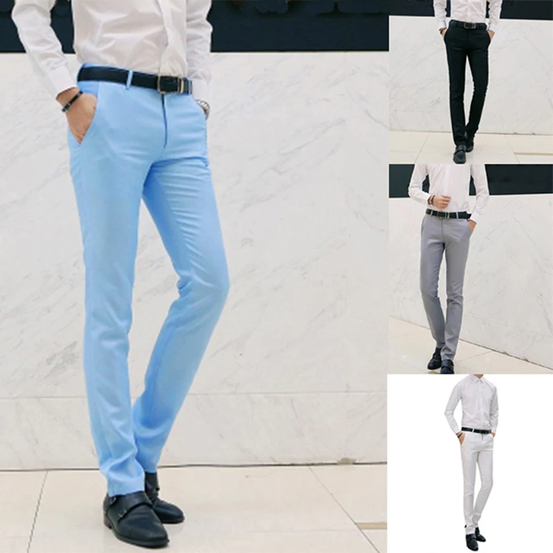 

Мужские весенне-осенние деловые повседневные длинные брюки, Костюмные брюки, мужские эластичные прямые формальные брюки большого размера, ...