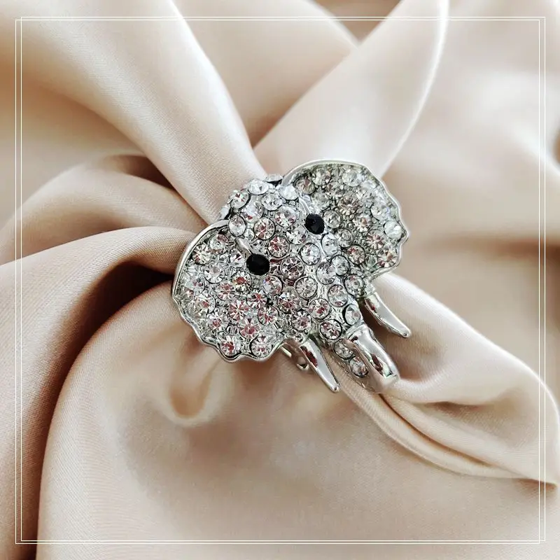 

Fashion personality small elephant crystal elastic elastic ring