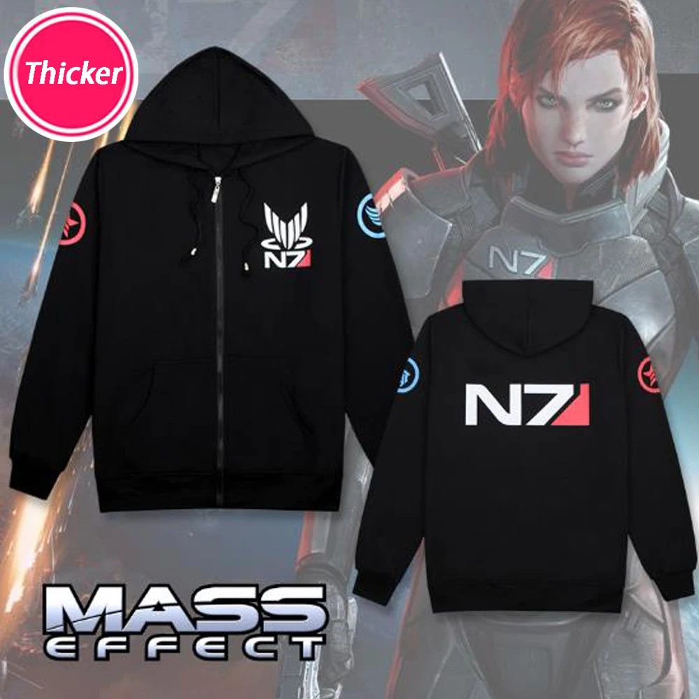 Куртка на молнии для косплея N7 Game Men толстовка с эффектом масс-эффекта утепленная