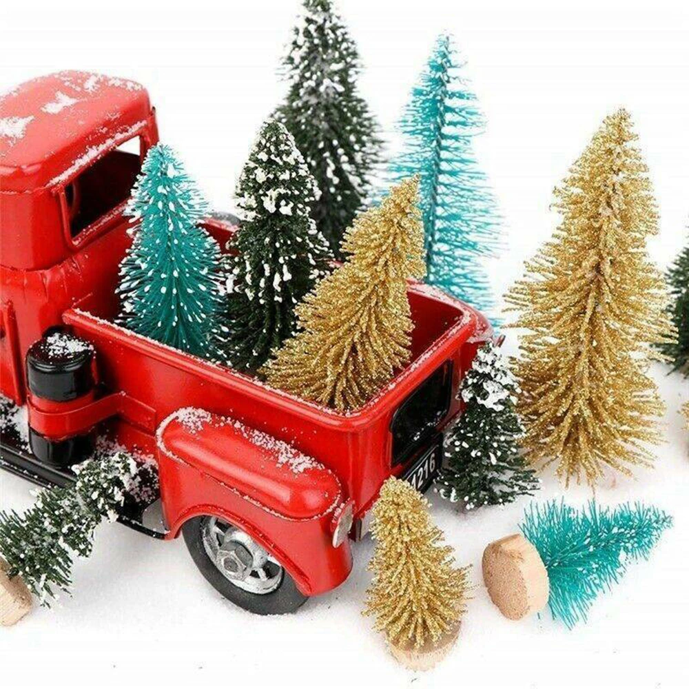 

12Pcs Mini Christmas Tree Decor Cedar Ornaments Desktop Trees Party Miniature For Home Navidad Decoration 2022 New Year Dropship